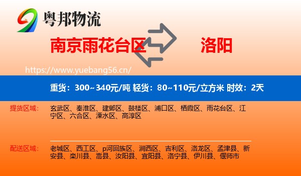 南京雨花台区到洛阳物流 南京雨花台区到洛阳物流专线名片