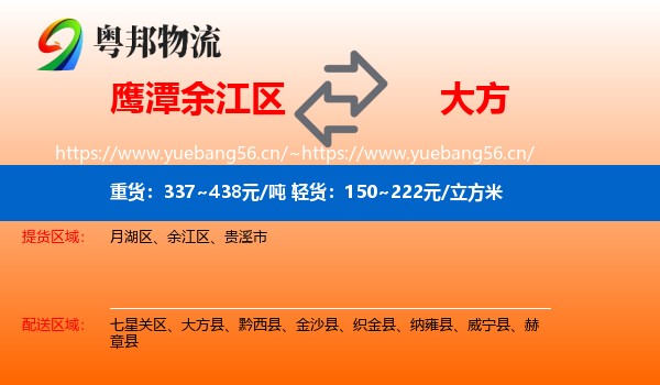 鹰潭余江区到大方县物流