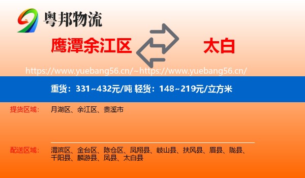 鹰潭余江区到太白县物流