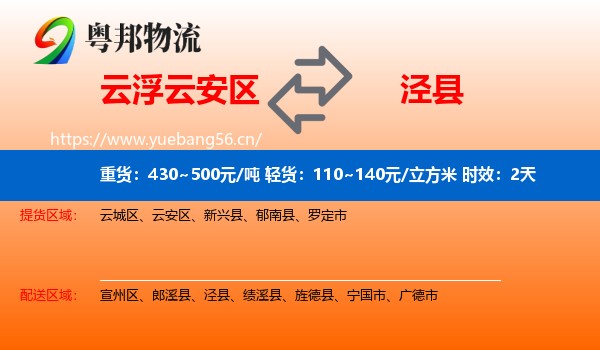 云浮云安区到泾县物流专线名片