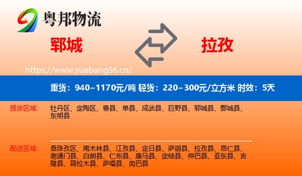 郓城到拉孜县物流专线名片