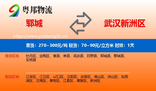 郓城到新洲区物流专线名片
