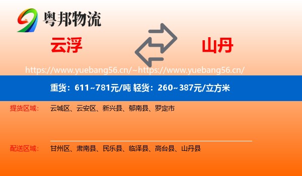 云浮到山丹县物流