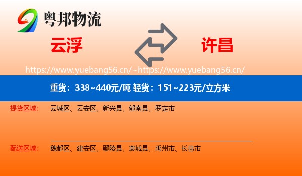 云浮到许昌物流专线