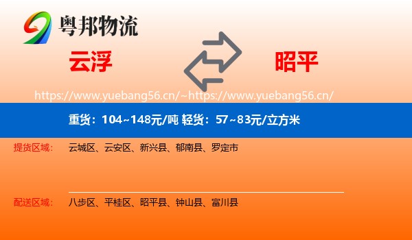 云浮到昭平县物流
