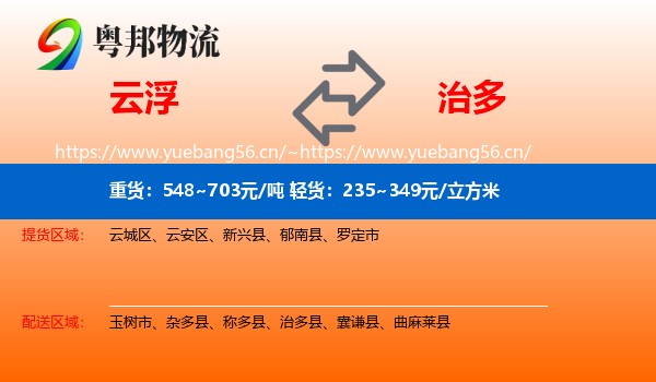 云浮到治多县物流