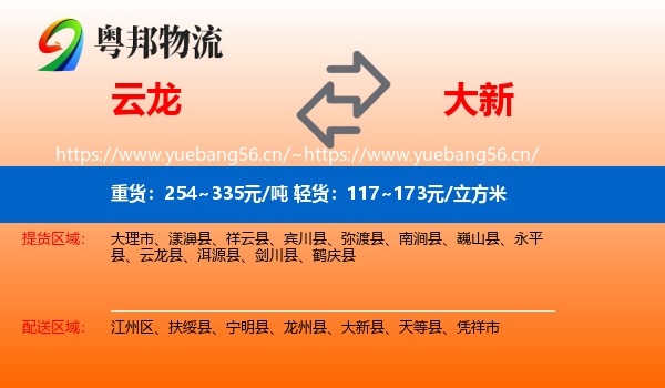 云龙到大新县物流
