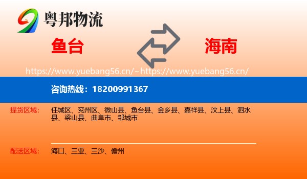 鱼台县到海南物流专线