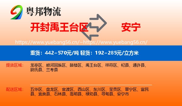 开封禹王台区到安宁市物流