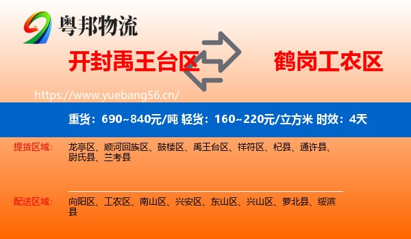 开封禹王台区到工农区物流专线名片