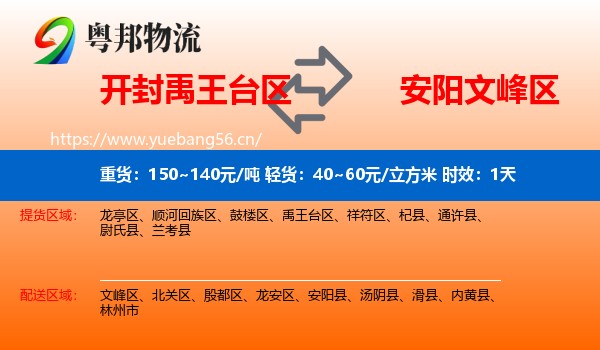 开封禹王台区到文峰区物流 开封禹王台区到文峰区物流专线名片