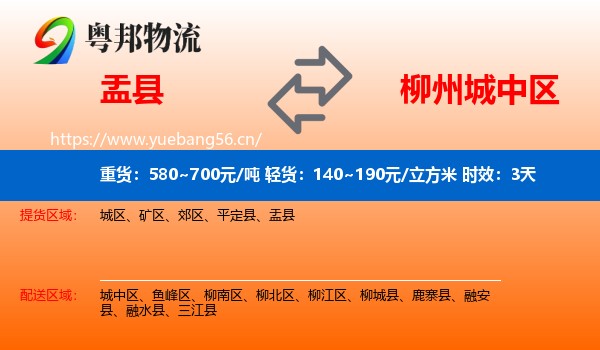 盂县到城中区物流专线名片