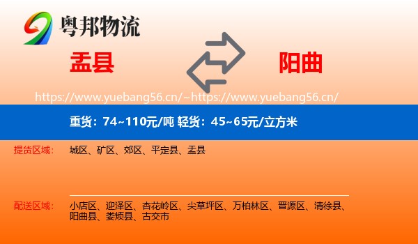 盂县到阳曲县物流