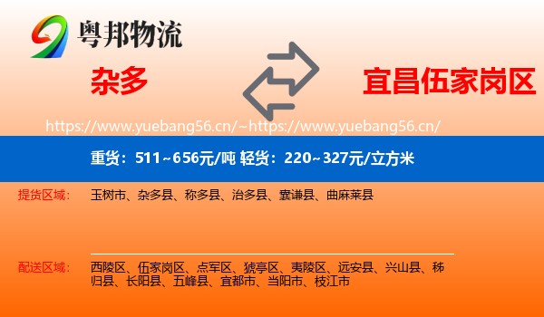杂多到伍家岗区物流