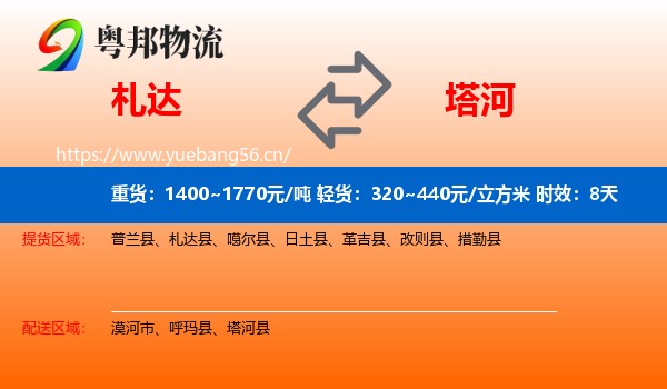 札达到塔河县物流专线名片