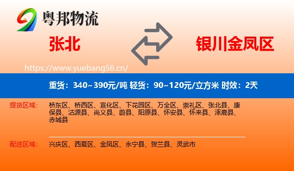 张北到金凤区物流专线名片
