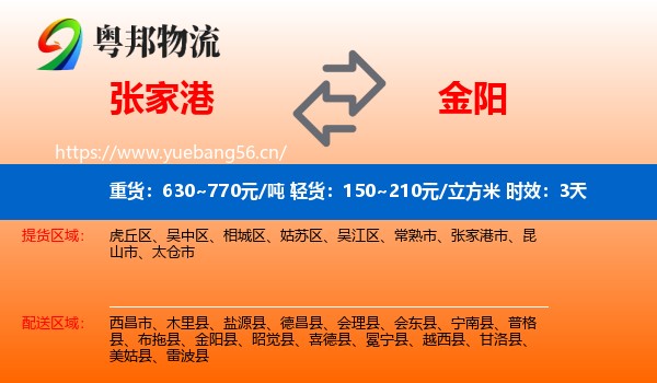 张家港到金阳县物流专线名片