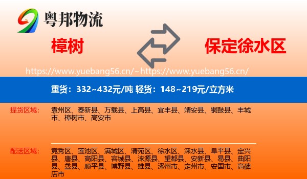 樟树到徐水区物流