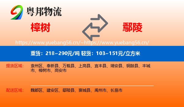 樟树到鄢陵县物流