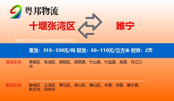 十堰张湾区到睢宁县物流专线名片