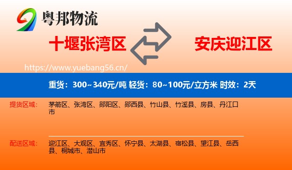 十堰张湾区到迎江区物流专线名片