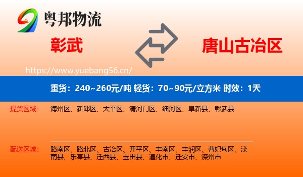 彰武到古冶区物流专线名片