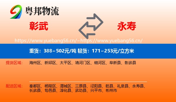 彰武到永寿县物流