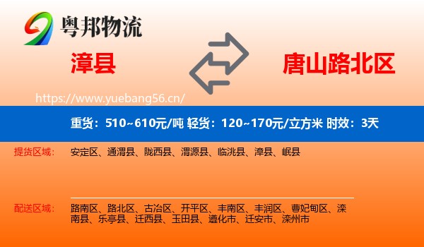 漳县到路北区物流专线名片