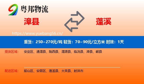 漳县到蓬溪县物流专线名片