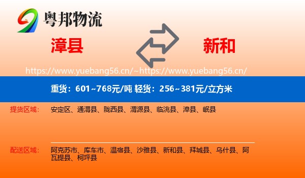 漳县到新和县物流