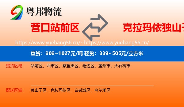 营口站前区到独山子区物流