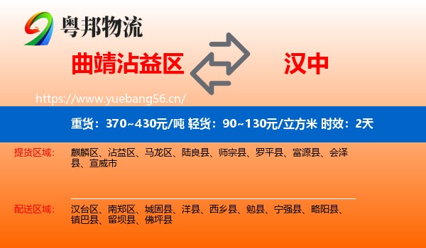 曲靖沾益区到汉中物流专线名片