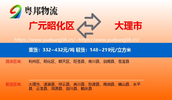 广元昭化区到大理市物流
