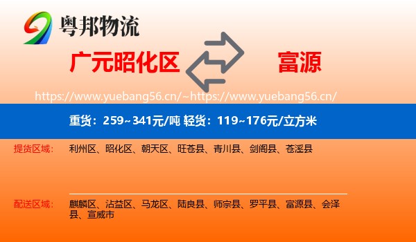 广元昭化区到富源县物流