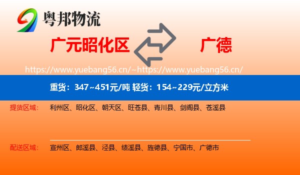 广元昭化区到广德市物流