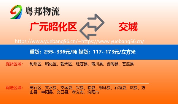 广元昭化区到交城县物流