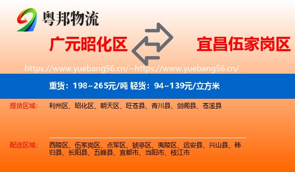 广元昭化区到伍家岗区物流