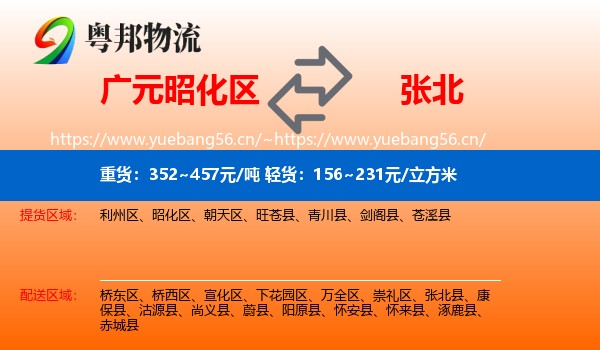 广元昭化区到张北县物流
