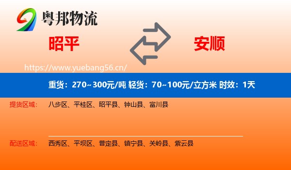 昭平到安顺物流 昭平到安顺物流专线名片