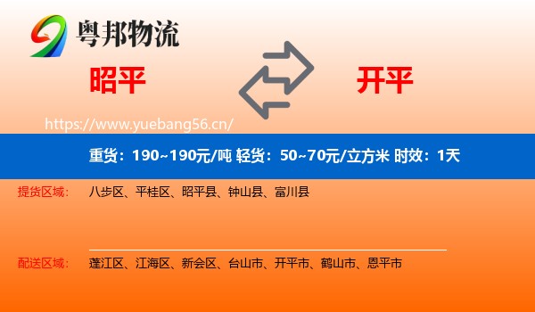 昭平到开平市物流 昭平到开平市物流专线名片