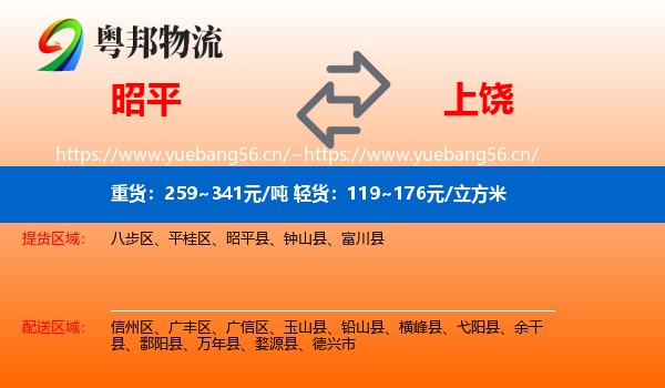 昭平县到上饶物流专线
