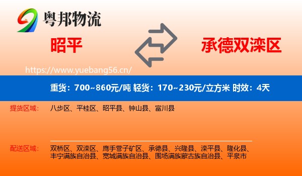 昭平到双滦区物流专线名片