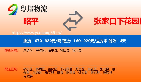 昭平到下花园区物流专线名片