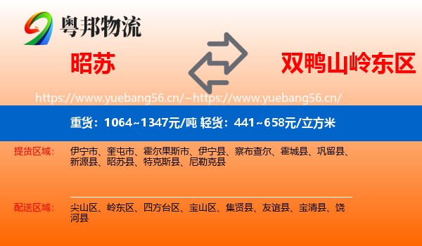 昭苏到岭东区物流