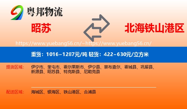 昭苏到铁山港区物流