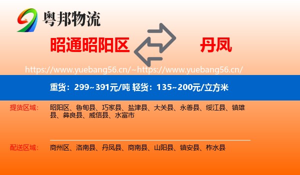 昭通昭阳区到丹凤县物流