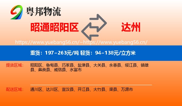 昭通昭阳区到达州物流