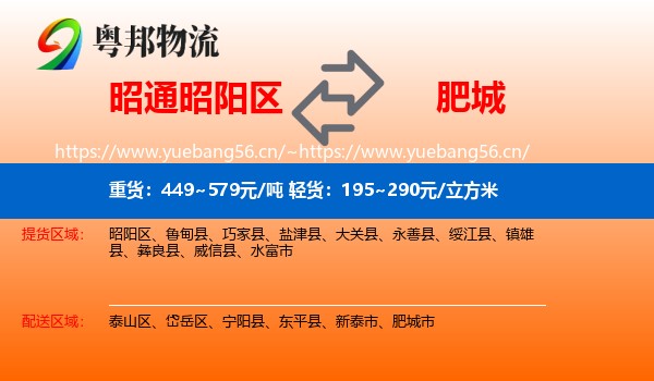 昭通昭阳区到肥城市物流