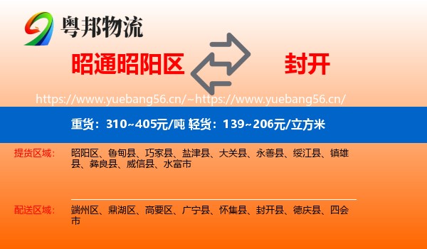 昭通昭阳区到封开县物流