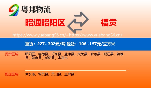 昭通昭阳区到福贡县物流